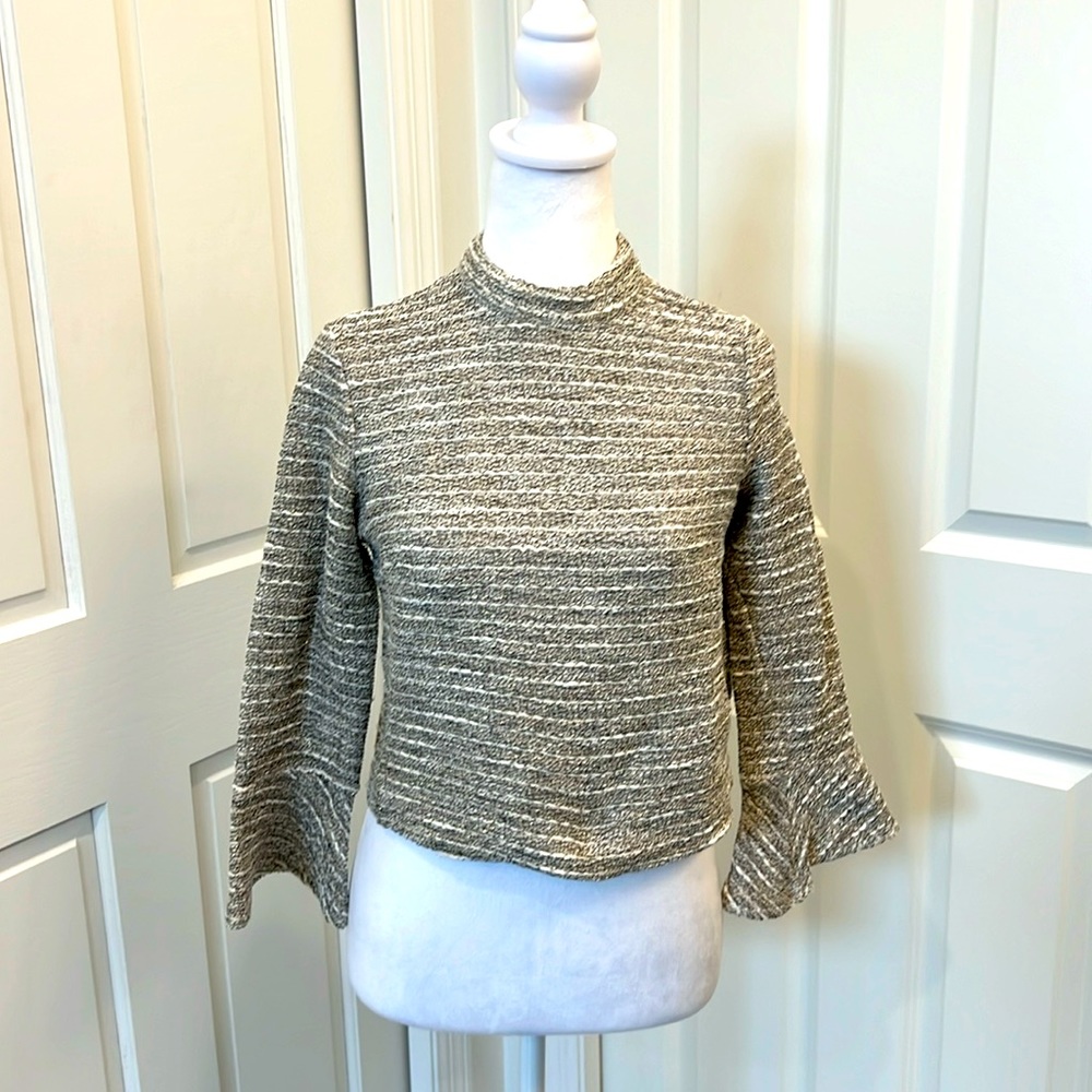 Zara jewel neck, flared sleeve crop top.
